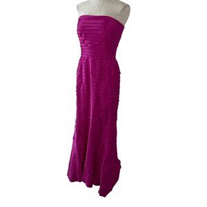 Tadashi Vintage Womens Tiered Gown Size 6 Pink Strapless Made In USA New